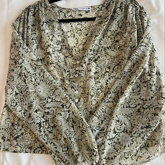 ZARA Printed Button-Front Blouse – Size M - Picture 1 of 1